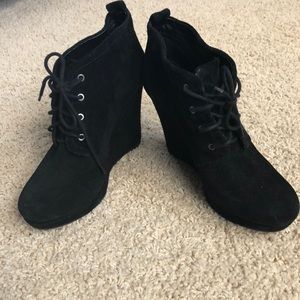 Black suede wedges
